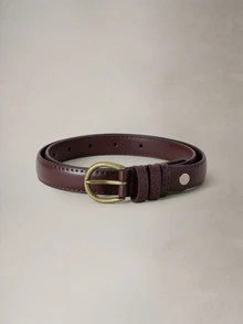 Hatastic 1 pieza Cinturón minimalista de PU con hebilla para verano, escuela, otoño, Halloween y vuelta al colegio - Café integral - Ver 3
