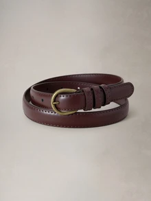 Hatastic 1 pieza Cinturón minimalista de PU con hebilla para verano, escuela, otoño, Halloween y vuelta al colegio - Café integral - Ver 5