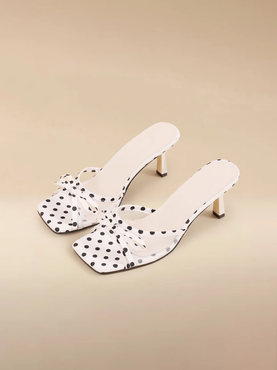 Glizzene Beige Summer New Square Toe Mesh Breathable Open Toe High Heel Sandals, Versatile Minimalist Stiletto Sandals - Beige - View 1
