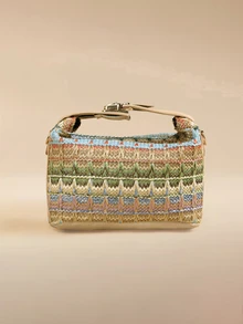 Glizzene Minimalist Straw Woven Handbag, New Woven Straw Tote Bag, Fashion Women's Bag, Multifunctional Shoulder & Crossbody Bag - Khaki - View 1