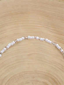 Glizzene 1 pieza Collar con cuentas de concha rosa, estrella de mar y concha marina - Blanco - Ver 3