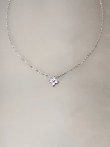 Hatastic 1件極簡白色花朵造型 0.03微米鍍金吊墜，適合女性日常與派對穿著，返校季適用 - 白色 - 查看 1