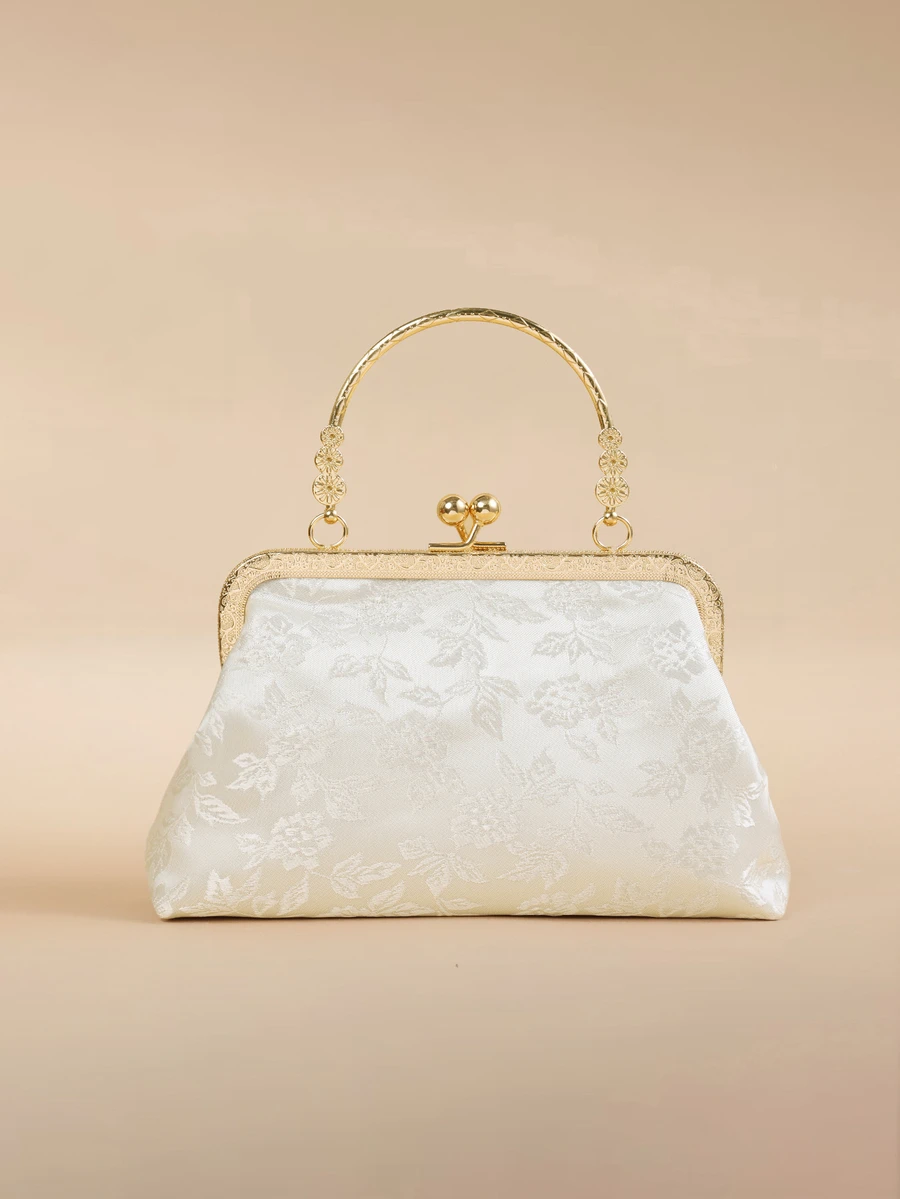 Glizzene Bolso de mano de moda para dama, elegante bolso de tote para fiestas, compras, con diseño de estampado al azar - Beis - Ver 1