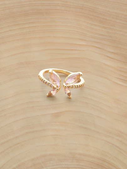 Glizzene 1pc Fashion Cubic Zirconia Butterfly Adjustable Ring For Women
