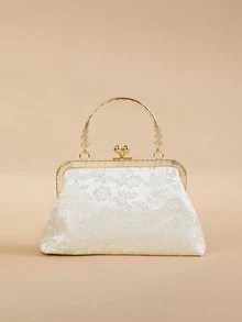 Glizzene Bolso de mano de moda para dama, elegante bolso de tote para fiestas, compras, con diseño de estampado al azar - Beis - Ver 3