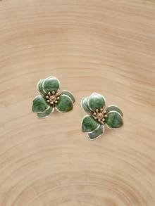 Glizzene 1pair Lovely Seaside Floral Drop Stud Earrings For Women - Green - View 3