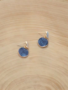 Glizzene Blue Color Casual Round Drop Dangle Earrings For Daily - Blue - View 2