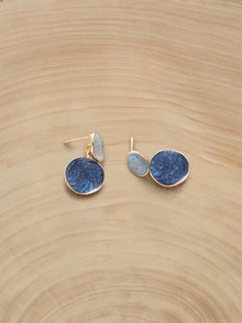 Glizzene Blue Color Casual Round Drop Dangle Earrings For Daily - Blue - View 5