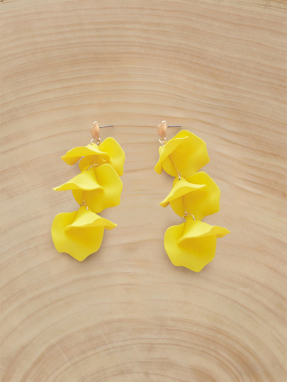 Glizzene 1 Pair New Romantic Yellow Petal Dangle Earrings, Suitable For Women To Wear To Formal Dinners, Dates, Parties And Other Occasions