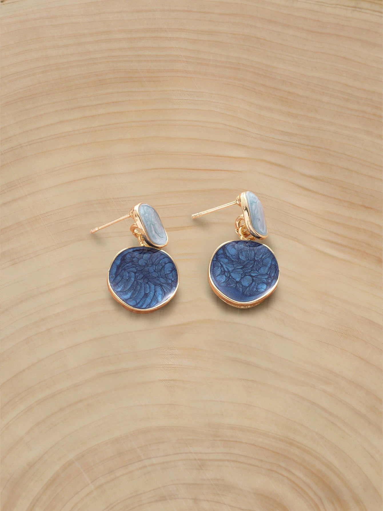 Glizzene Blue Color Casual Round Drop Dangle Earrings For Daily - Blue - View 1