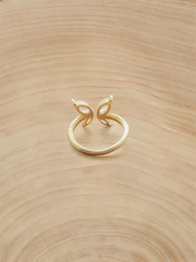Glizzene 1pc Fashion Cubic Zirconia Butterfly Adjustable Ring For Women - Pink Gold Plated - View 2