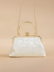 Glizzene Bolso de mano de moda para dama, elegante bolso de tote para fiestas, compras, con diseño de estampado al azar - Beis - Ver 2