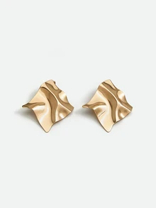 CHICVUE 2 piezas de pendientes geométricos asimétricos exagerados sin perforación personalizados, accesorios de pendientes para mujeres - Estilo 1 - Ver 2