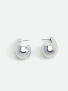 CHICVUE 1 Pair Unique Stainless Steel Large Water Drop Earrings, Fashionable For Women Party, Gathering And Daily Wear - Silver - View 2