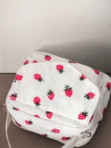 Hatastic 新款休閒小丑草莓單肩斜挎包 女款流行小包 開學季手提包 - 白色 - 查看 5