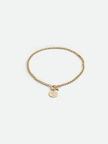 CHICVUE 1 chiếc mặt dây chuyền hình tròn cung hoàng đạo cổ điển thời trang, khóa cài dạng móc, dây chuyền thép không gỉ mạ vàng dành cho nữ - Vàng - Xem 1