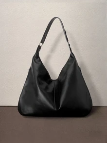 Hatastic 1 pieza Bolso de mano minimalista y de moda para mujer - Bolso de hombro de gran capacidad para volver a la escuela - Negro - Ver 2