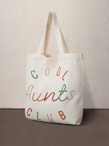 Hatastic Aunt Cool Club 印花簡約輕量便攜經典休閒純色托特包 返校季 - 彩色 - 查看 3