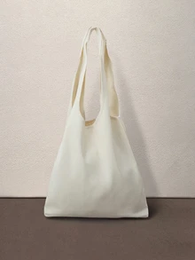 Hatastic 1pc Women's Canvas Tote Bag With Face & Letter Print Back To School - View 2