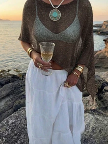 Mori 2026 Spring/Summer New Asymmetric Cover Up For Women - Dark Coffee - View 5