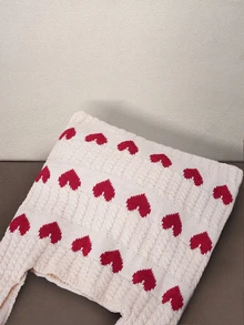 Hatastic 1件情人節大容量紅色愛心針織手提包 女款休閒單肩海灘包 返校季適用 - 彩色 - 查看 5