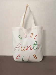 Hatastic Aunt Cool Club 印花簡約輕量便攜經典休閒純色托特包 返校季 - 彩色 - 查看 1