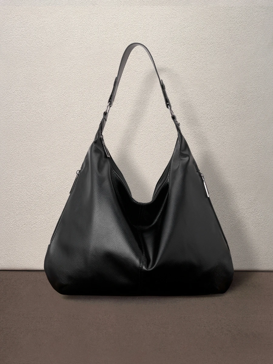 Hatastic 1 pieza Bolso de mano minimalista y de moda para mujer - Bolso de hombro de gran capacidad para volver a la escuela - Negro - Ver 1