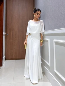 Elegant Solid Color 3-Piece Set Sheer Cover Up + Tank Top, Summer Top + Metal Button Flowy Long Pants, Independence Day, Women's White Top Vacation Style Outfit, World Cup Soccer Set - White - View 4