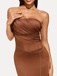TuEzra 1pc Elegant Sexy Raindrop Chain Backless Necklace, Suitable For Women Any Occasion - Gold - View 3