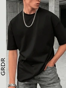 GRDR 男士时尚宽松短袖T恤 | 精致设计 | 夏季必备 | 百搭易配 | 展现您的风格 - 黑色 - 查看 2