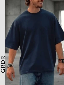 GRDR 男士时尚宽松短袖T恤 | 精致设计 | 夏季必备 | 百搭易配 | 展现您的风格 - 藏蓝色 - 查看 2