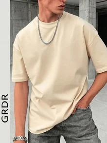 GRDR 男士时尚宽松短袖T恤 | 精致设计 | 夏季必备 | 百搭易配 | 展现您的风格 - 杏色 - 查看 3