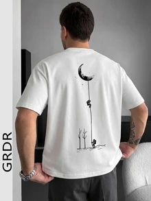 GRDR Men's Fashionable Printed Loose Short Sleeve T-Shirt | Exquisite Design | Summer Essential | Easy To Match, Showcasing Your Style - White - View 1