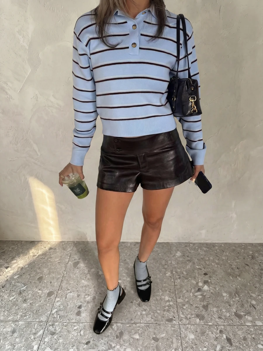 Women's New Colorblock Striped Knit Sweater, Collegiate Style For Commuting, Autumn/Winter - Multicolor - View 1