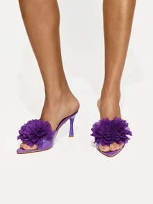TuEzra Fashionable Purple Stiletto Heeled Sandals For Women, Pointed Toe & Slip-Resistant Sole Design, Perfect For Spring/Summer Parties - Purple - View 1