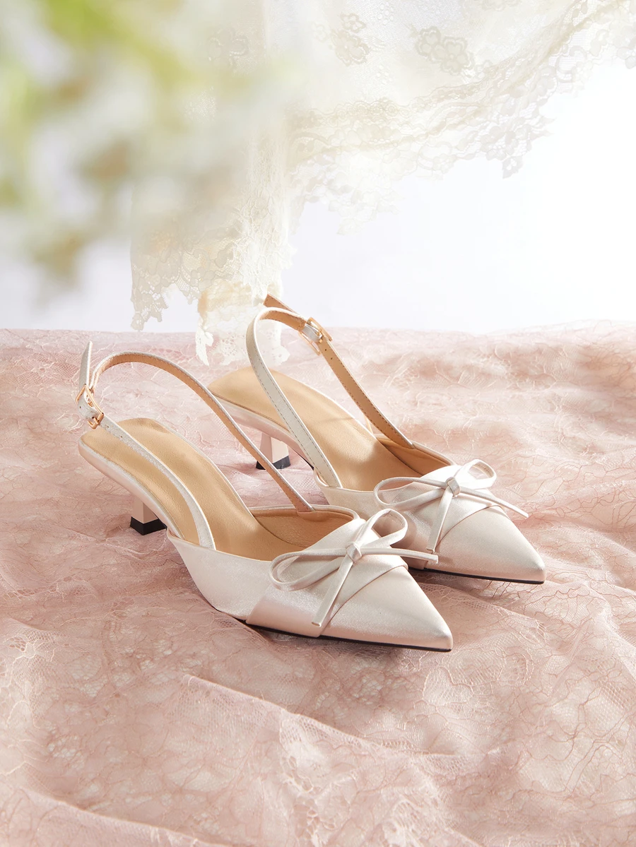 Rylithe Women's Pointed Toe Kitten Heel Stiletto Pumps - Beige - View 1