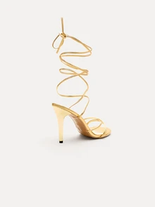 TuEzra Spring/Summer Women's Sexy High Heels Party Pumps, Slim High Heel Rhinestone Strappy Roman Sandals - Gold - View 5