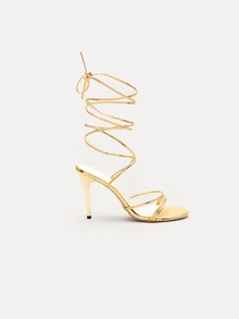 TuEzra Spring/Summer Women's Sexy High Heels Party Pumps, Slim High Heel Rhinestone Strappy Roman Sandals - Gold - View 6