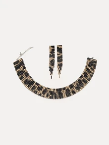 TuEzra Gorgeous Retro Leopard Crystal Rhinestone Necklace Earrings Set For Wife Girl Friend Valentines Gift 3 In 1,Mom,Mother,Mother's Day,Gift - Silver - View 2