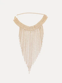 TuEzra 1pc Classic Tassel Necklace, Suitable For Important Occasions, Parties, Banquets, Etc. - Gold - View 2