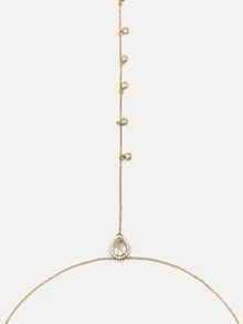 TuEzra 1pc Elegant Sexy Raindrop Chain Backless Necklace, Suitable For Women Any Occasion - Gold - View 6