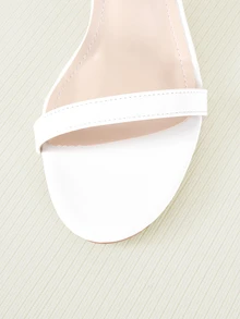 Clariva Summer Fashion Wedding Party Pearl Decor Sandals, Elegant Ribbon Bow Round Toe Chunky Heel Sexy Women High Heel Sandals - White - View 4