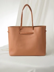 Clariva 1pc Vintage Dual-Compartment Handbag, Large Capacity Tote Shoulder Bag, Versatile Commuter Casual Chic Adjustable Strap Women Bag - Brown - View 3