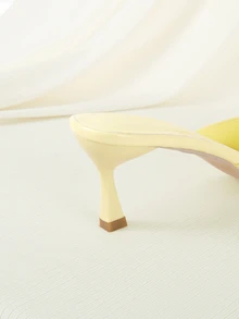 Clariva New High Heel Slide Sandals, Comfortable Fashion Versatile Elegant Thin Heel Square Toe Sexy Open Toe Slip-On Slippers For Women, Summer - Yellow - View 3