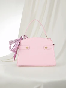 Clariva Fashionable Minimalist Handbag For Women, New Luxury Crocodile Embossed Shoulder Bag, Commuter Crossbody Bag With Scarf - Pink - View 3