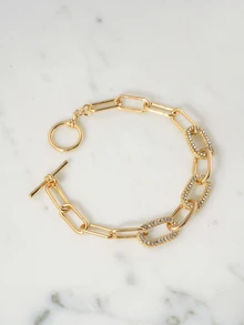 Clariva Kettenarmband mit Strass Dekor - Goldgelb - Übersicht 3