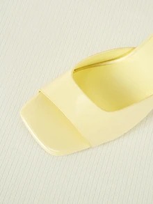 Clariva New High Heel Slide Sandals, Comfortable Fashion Versatile Elegant Thin Heel Square Toe Sexy Open Toe Slip-On Slippers For Women, Summer - Yellow - View 5