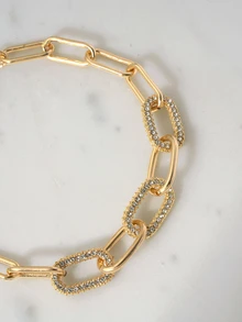 Clariva Kettenarmband mit Strass Dekor - Goldgelb - Übersicht 4