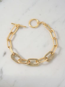 Clariva Kettenarmband mit Strass Dekor - Goldgelb - Übersicht 1