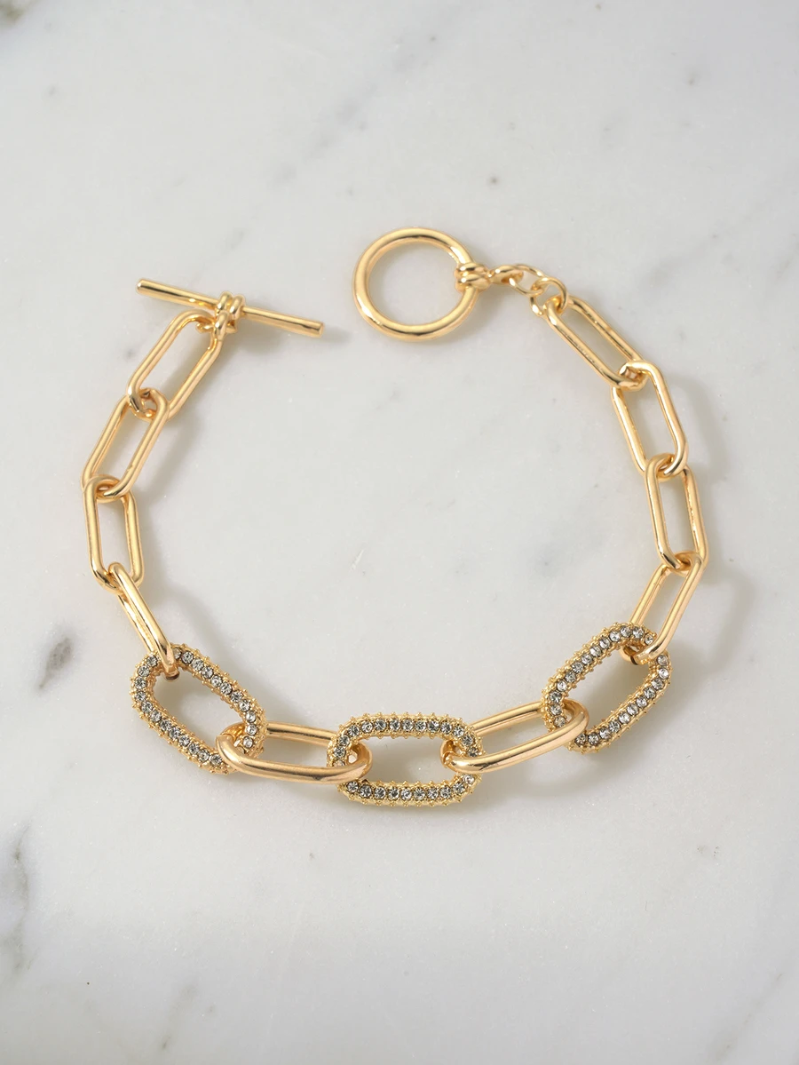 Clariva Kettenarmband mit Strass Dekor - Goldgelb - Übersicht 1